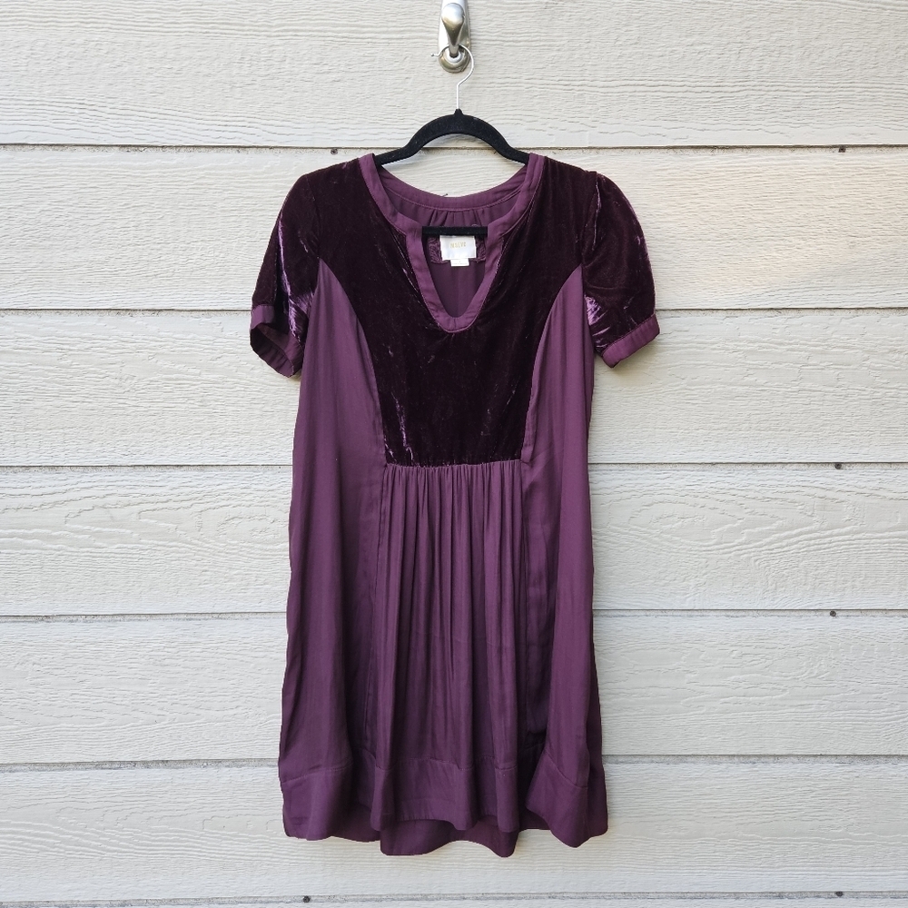 Anthropologie Maeve Ingrid mini dress purple velvet small